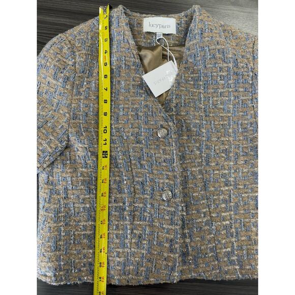 $148 Lucy Paris Tweed Blazer in Brown and Blue NWT - Picture 11 of 11